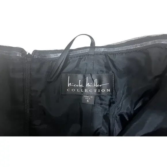 Nicole Miller Collection 90s Y2K Black 6 Mini Dress Whimsygoth Fairy Tulle Prom - Picture 3 of 8